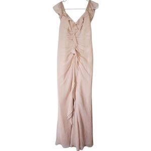 🟢7538 * White by Vera Wang Blush Ruched Gown Formal Bridesmaid Size 10